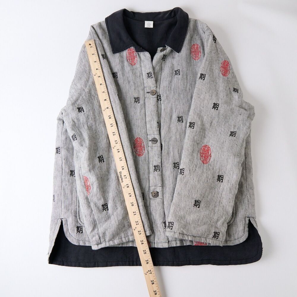 Wildroot Womens L Reversible Linen Silk Jacket & Top Set Lagenlook Embroidered - Picture 8 of 16